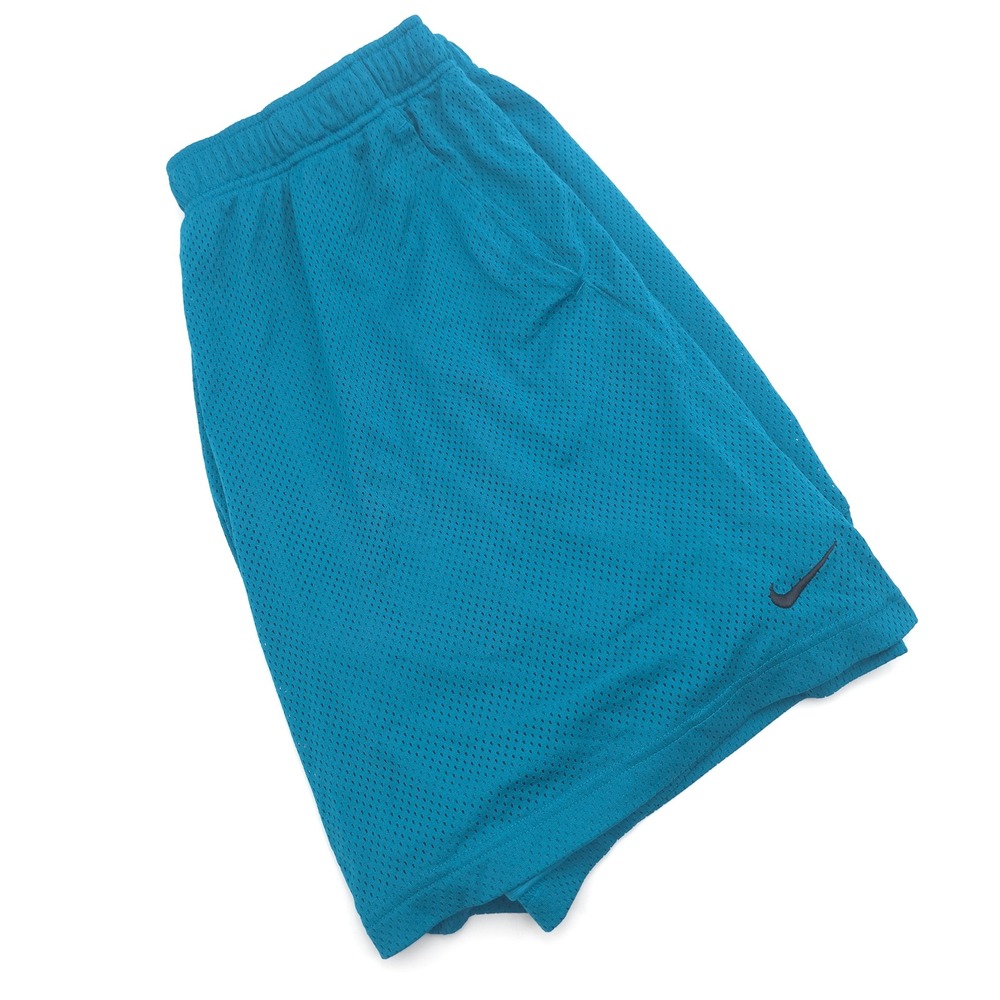 Nike Mens 2XL Monster Mesh Basketball Shorts Teal Blue Swoosh Pockets Stretch